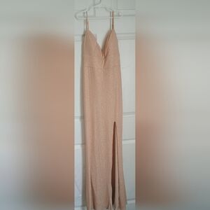 Windsor Cream and Gold Slip Dress with Slit